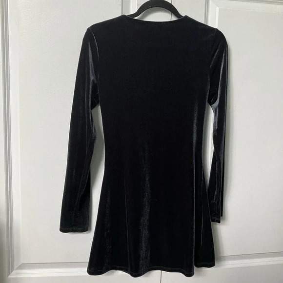 Bluenotes Blue Velour Velvet Mini Dress Goth Witchy  Boho Whimsigoth Medium - Picture 3 of 5